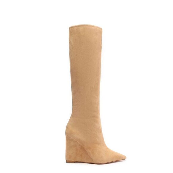 Schutz Asya Up Suede Wedge Boot in True Beige Size 8.5 - Picture 1 of 12